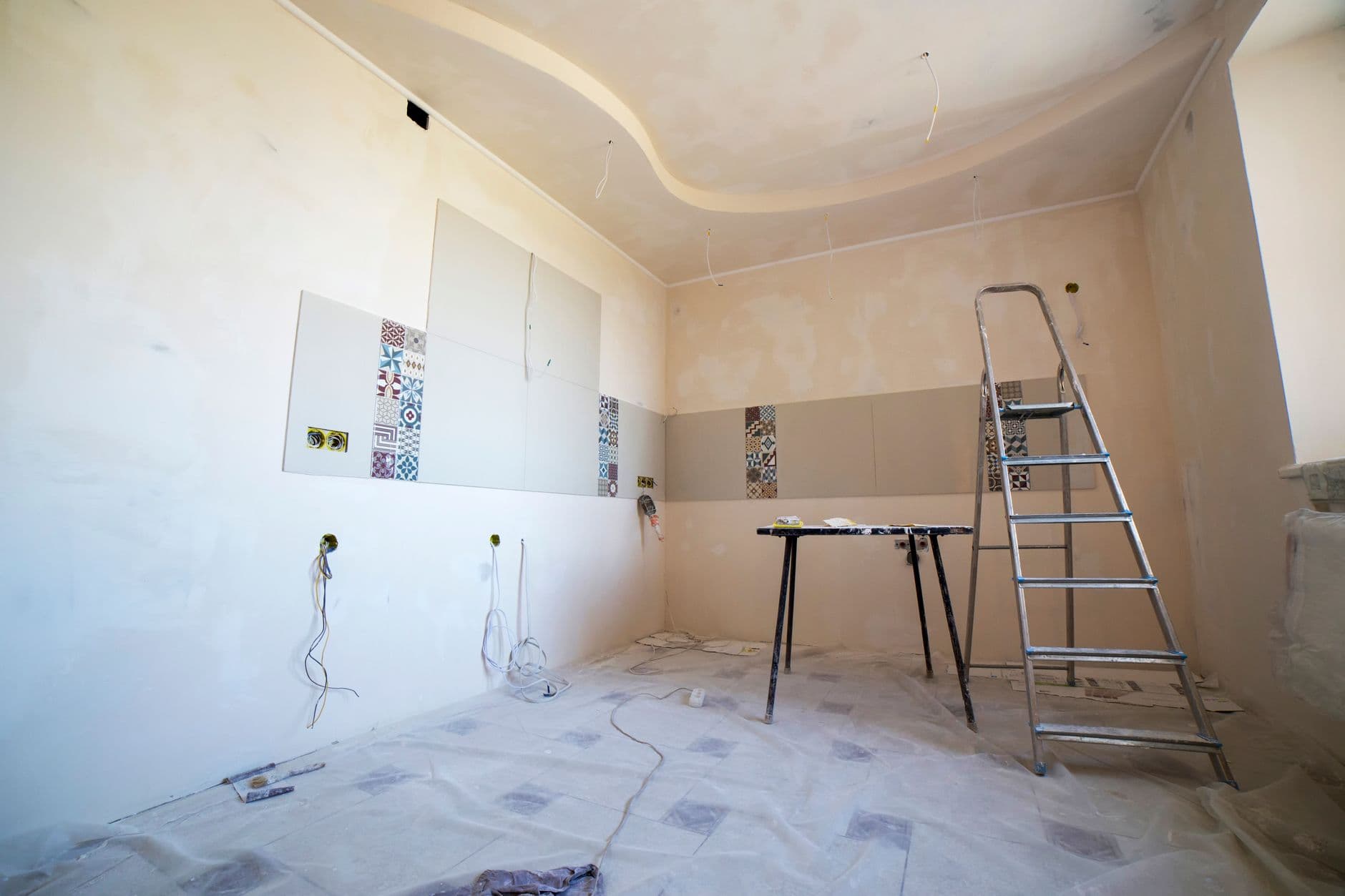 Room at the drywall stage, taped and ready for finishing